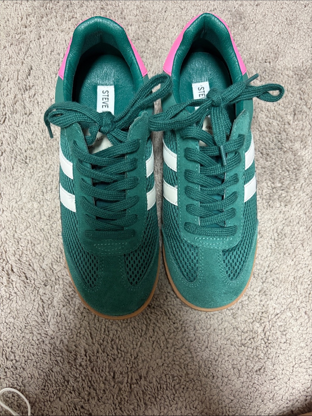 Steve Madden Teal Suede & Mesh Lace-Up Sneakers with Pink Heel